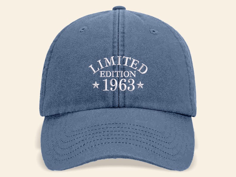 60th Birthday Vintage Embroidered Hats, Born in 1965 Cotton Baseball Cap, Personalised Birthday Gift for Him/Her, Classic Mom and Dad Hats