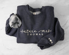 Custom Future Mrs Embroidered Sweatshirt with Last Name & Couple Initials I Wedding Announcement I Engagement Proposal Gift for Brides-to-Be