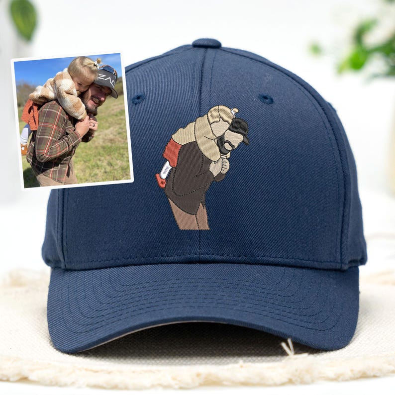 Personalized Dad Cap - Custom Portrait Embroidered Dad Hat Using Photo - Custom Dad Photo Hat - Custom Family Portrait - Father's Day Gift il_794xN.6747473501_oy2p.jpg