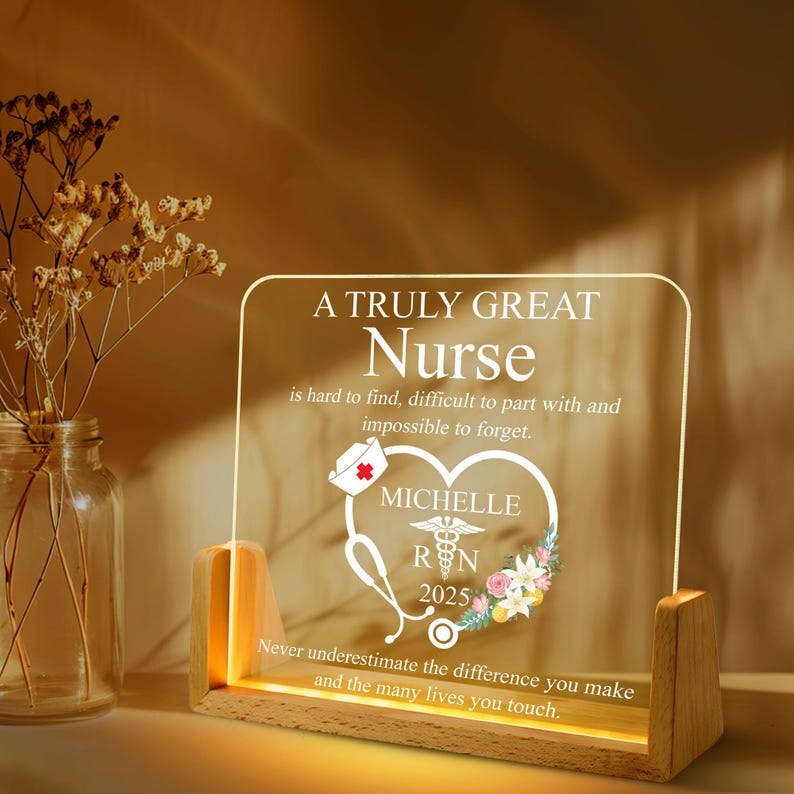 Registered Nurse Gift, Custom RN LED Night Light Plaque, Nurse Graduation Gifts, New RN Gifts, Caduceus Doctor Gift, Stethoscope Night Lamp il_794xN.6750371514_ilf2.jpg