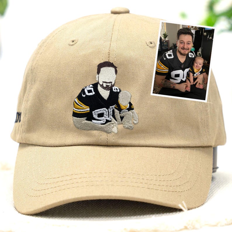 Personalized Dad Cap - Custom Portrait Embroidered Dad Hat Using Photo - Custom Dad Photo Hat - Custom Family Portrait - Father's Day Gift il_794xN.6752068283_8ovj.jpg