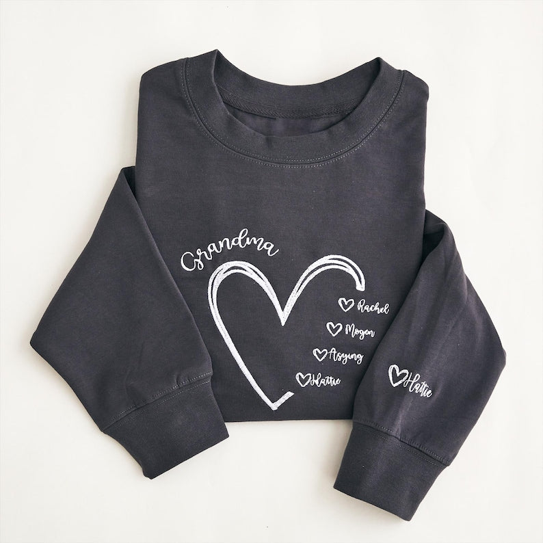 Personalized Grandma Sweatshirt, Custom Nana Crewneck with Grandkids Names, Gift for Mom and Grandma, Heart Embroidered Hoodie, Family Gift il_794xN.6752965990_rn6g.jpg