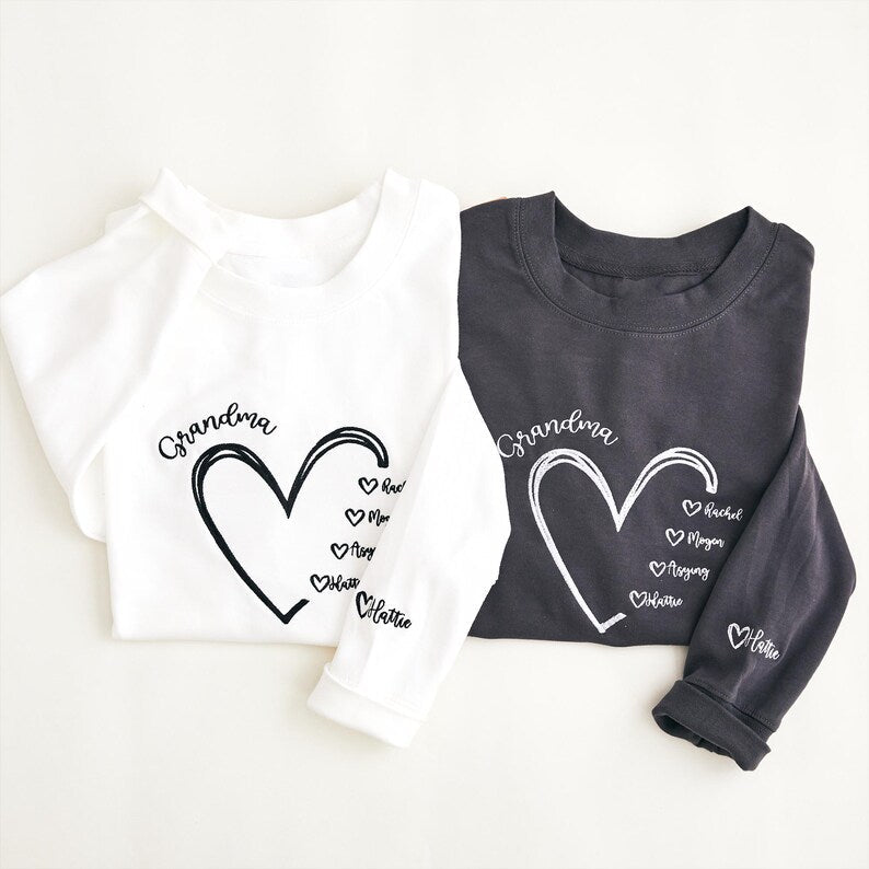 Personalized Grandma Sweatshirt, Custom Nana Crewneck with Grandkids Names, Gift for Mom and Grandma, Heart Embroidered Hoodie, Family Gift il_794xN.6752968128_3e58.jpg