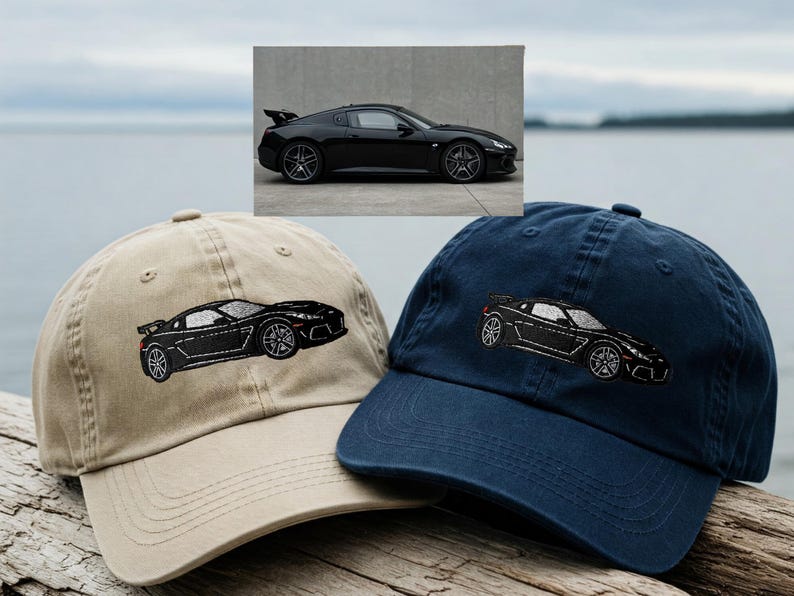 Custom Car Portrait From Photo Embroidered Baseball Hat, Gift for Dad, Gift for Boyfriend, Embroidered Race Car, Dad Hart For Classic Hat