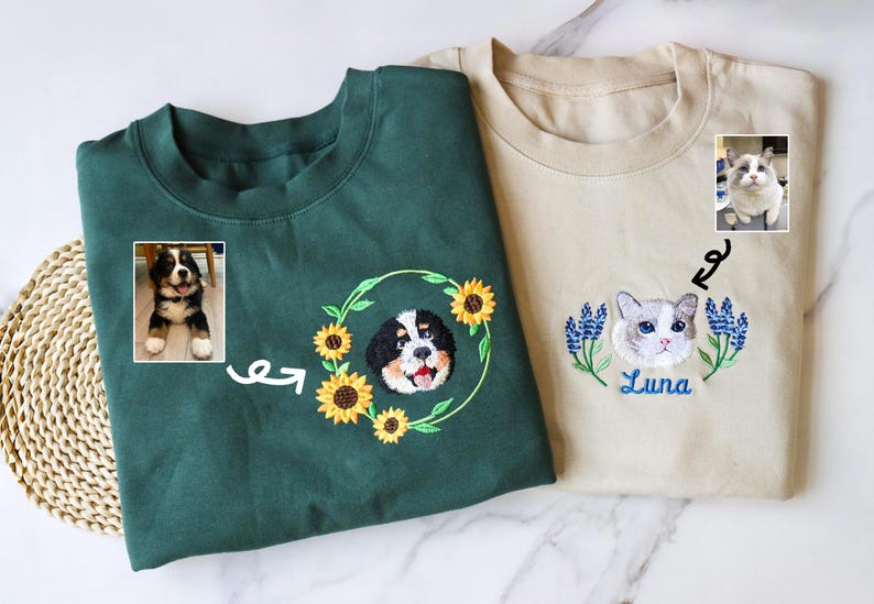 Embroidered custom pet sportswear, custom embroidered dog sportswear, unisex round neck, hoodie, unisex T-shirt, pet lover gift