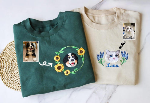 Embroidered custom pet sportswear, custom embroidered dog sportswear, unisex round neck, hoodie, unisex T-shirt, pet lover gift