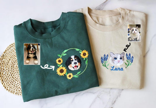 Embroidered custom pet sportswear, custom embroidered dog sportswear, unisex round neck, hoodie, unisex T-shirt, pet lover gift