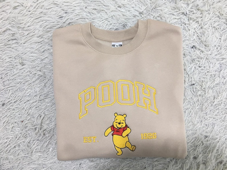 Embroidered Custom Sweatshirt, Anniversary Embroidered Sweatshirt Hoodie, Valentine's Gift, Embroidered Pooh/Piglet/Tigger/Eeyore Tshirt