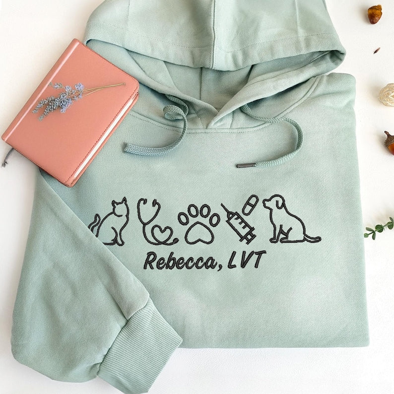 Custom Veterinary Technician Sweatshirt, Embroidered LVT Shirt, Graduation Registered Nurse Shirt, Future Veterinarian Gift