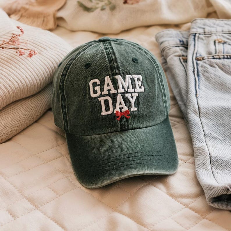 Custom Embroidered Game Day Washed Hat Cap - Team Spirit Baseball Cap, Game Day Gifts