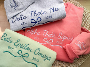 Custom Embroidered Girl's Trip 2025 Sweatshirt, Coquette Bow Shirt, Coquette Sorority Hoodie, Besties Gifts For Her, Gift For Girl