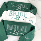 Custom Bride/Maid of Honor/Bridesmaid Embroidered Sweatshirt, Bridal Party Merch,Bridal Shower Favors, Bachelorette Party Gift, Wedding Gift