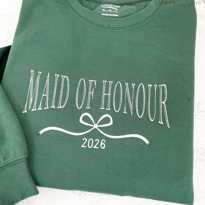 Custom Bride/Maid of Honor/Bridesmaid Embroidered Sweatshirt, Bridal Party Merch,Bridal Shower Favors, Bachelorette Party Gift, Wedding Gift