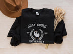 Embroidered Silly Goose University Sweatshirt Funny Goose Sweater, Vintage College Style Sweater, Cute Animal Lover Gift, Cozy Unisex Hoodie
