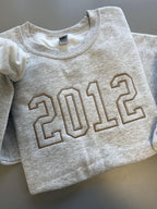 Custom YEAR Embroidered Varsity Crewneck - Embroidery Crewneck- Custom Embroidery - Personalized Sweatshirt - Embroidered Number Sweatshirt