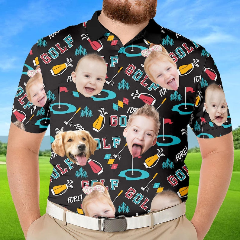 Best Dad By Par Shirt, Custom Faces Shirt for Golfer, Short Sleeve Golf Shirt Gift for Husband, Father, Personalized Shirt with Face for Men il_794xN.6798169824_3d5s.jpg