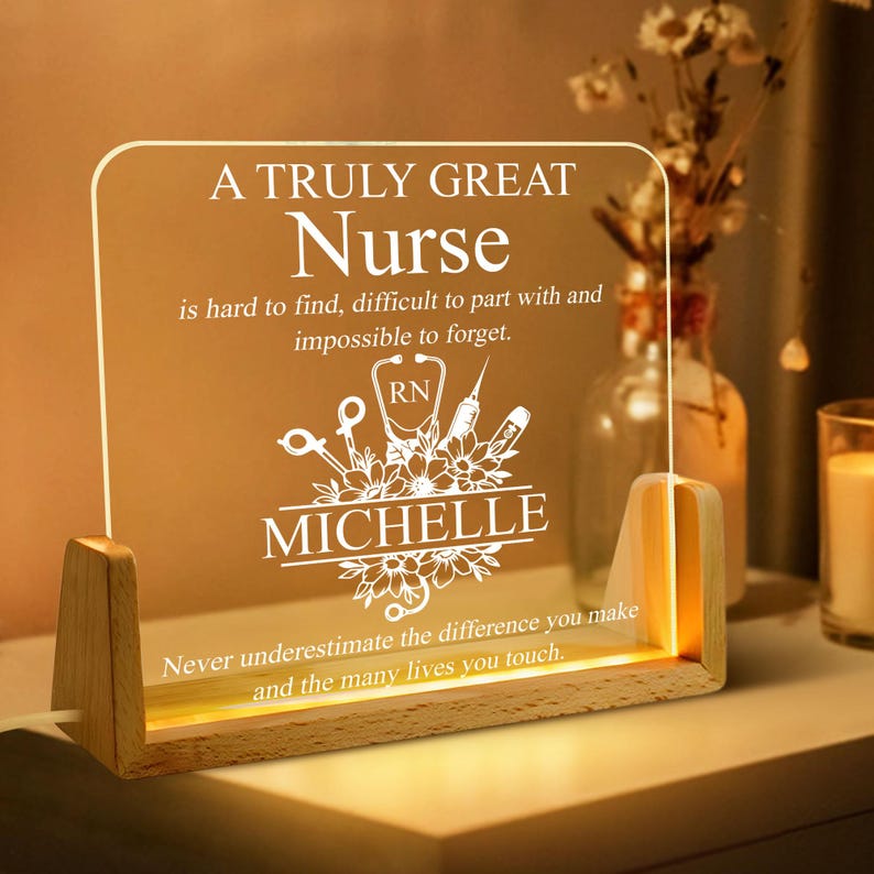 Registered Nurse Gift, Custom RN LED Night Light Plaque, Nurse Graduation Gifts, New RN Gifts, Caduceus Doctor Gift, Stethoscope Night Lamp il_794xN.6798389749_5qqj.jpg