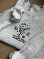 Book Lover Sweatshirt, Embroidered Reading Crewneck, Mental Health Gift, Cozy Spring Outfit, Father's Day or Grad Gift for Readers, BookClub