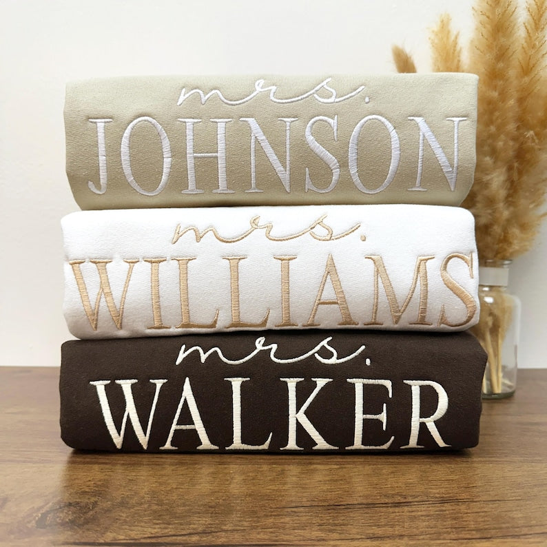 Custom Future Mrs. Embroidered Sweatshirt, Date On Sleeve, I Said Yes Sweater, Fiancee Hoodie, Gift For Bride, Personalized Engagement Gift