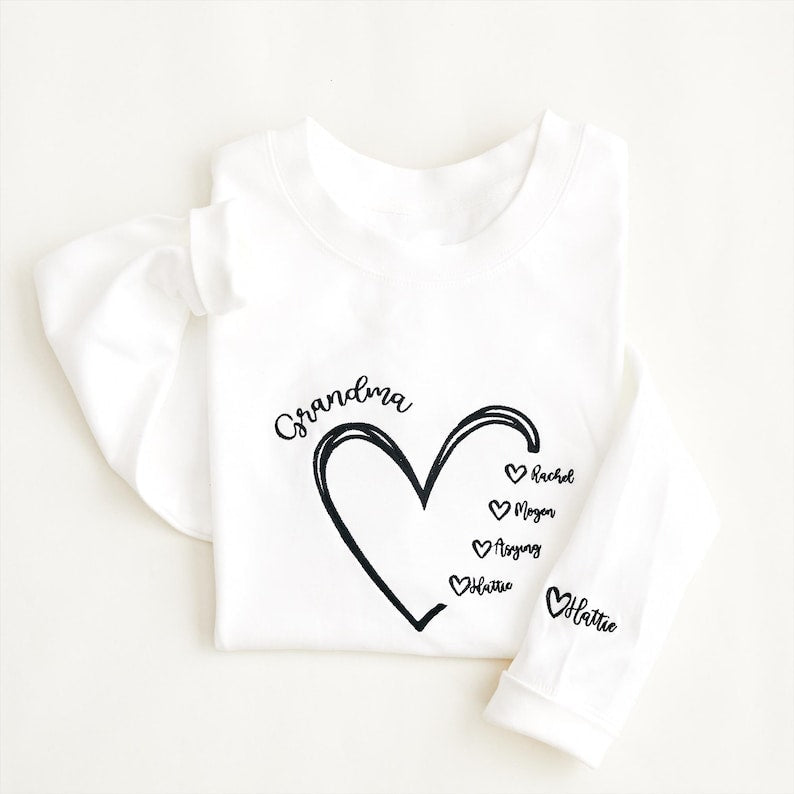 Personalized Grandma Sweatshirt, Custom Nana Crewneck with Grandkids Names, Gift for Mom and Grandma, Heart Embroidered Hoodie, Family Gift il_794xN.6800969989_gvls.jpg