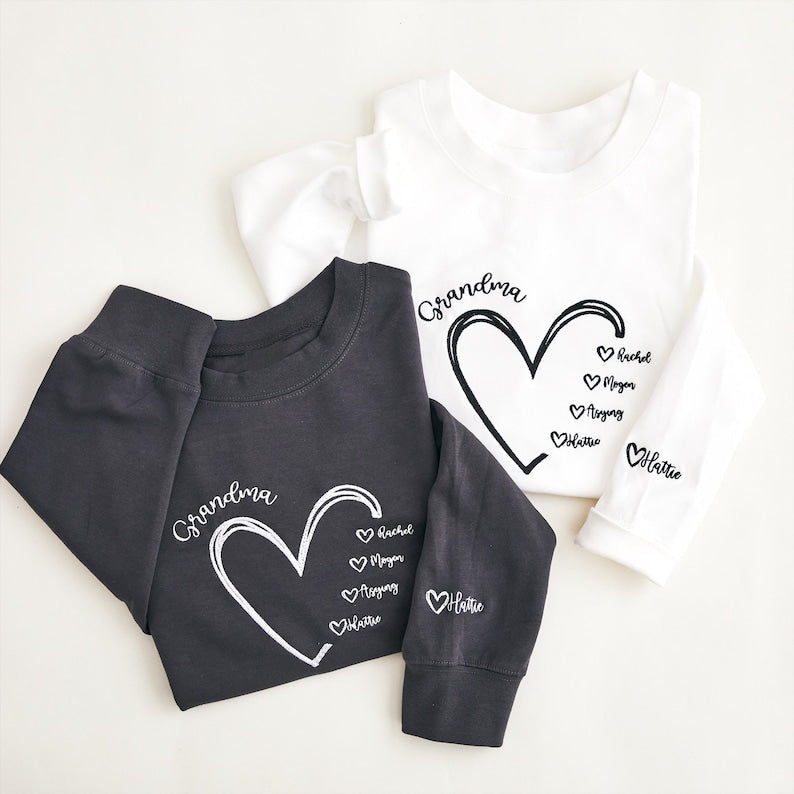Personalized Grandma Sweatshirt, Custom Nana Crewneck with Grandkids Names, Gift for Mom and Grandma, Heart Embroidered Hoodie, Family Gift il_794xN.6800972843_p2zf.jpg