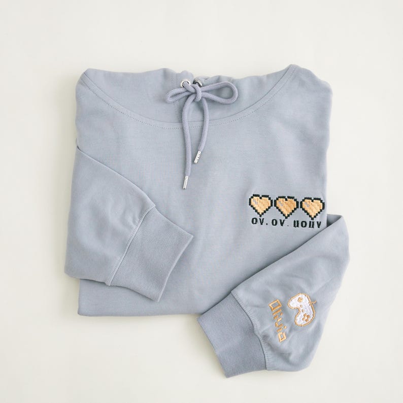 Embroidered Pixel Heart Matching Hoodies, His and Hers Gamer Sweatshirt, Custom Date Hoodie, Valentine s Gift for Boyfriend or Girlfriend il_794xN.6800986511_7xdl.jpg