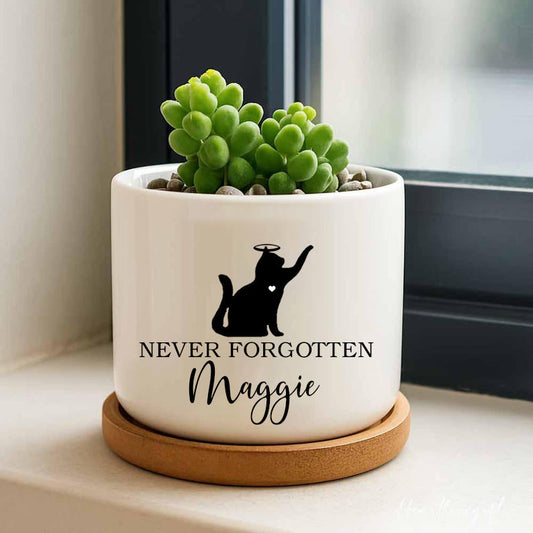 Memorial planter, Cat memorial gift, Remembrance gift, pet memorial gift, loss of pet, loss of cat, custom flower pot, Never Forgotten il_794xN.6809903451_lo8e1.jpg