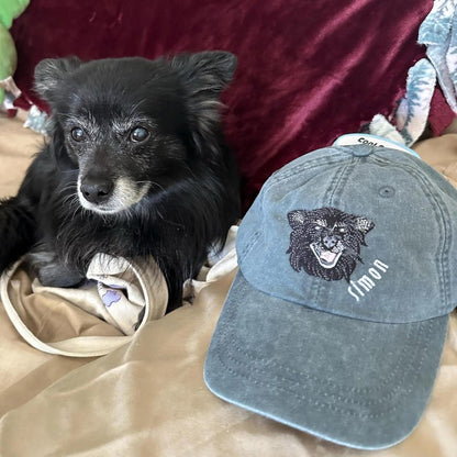Custom Embroidered Pet Hat, Personalized Dog Portrait Hat, Dog Face, Cat Face, Custom Dog Hat, Custom Cat Hat, Matching Couple Hat il_794xN.6809953597_jcpt.jpg