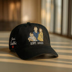 Embroidered Custom Portrait Cap, Personalize Hat Custom Embroidery People, Gift For Mom Dad, Family Outline Hat, Embroidery Portrait Hat
