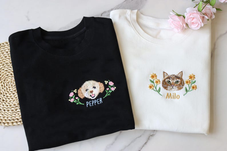 Embroidered custom pet sportswear, custom embroidered dog sportswear, unisex round neck, hoodie, unisex T-shirt, pet lover gift