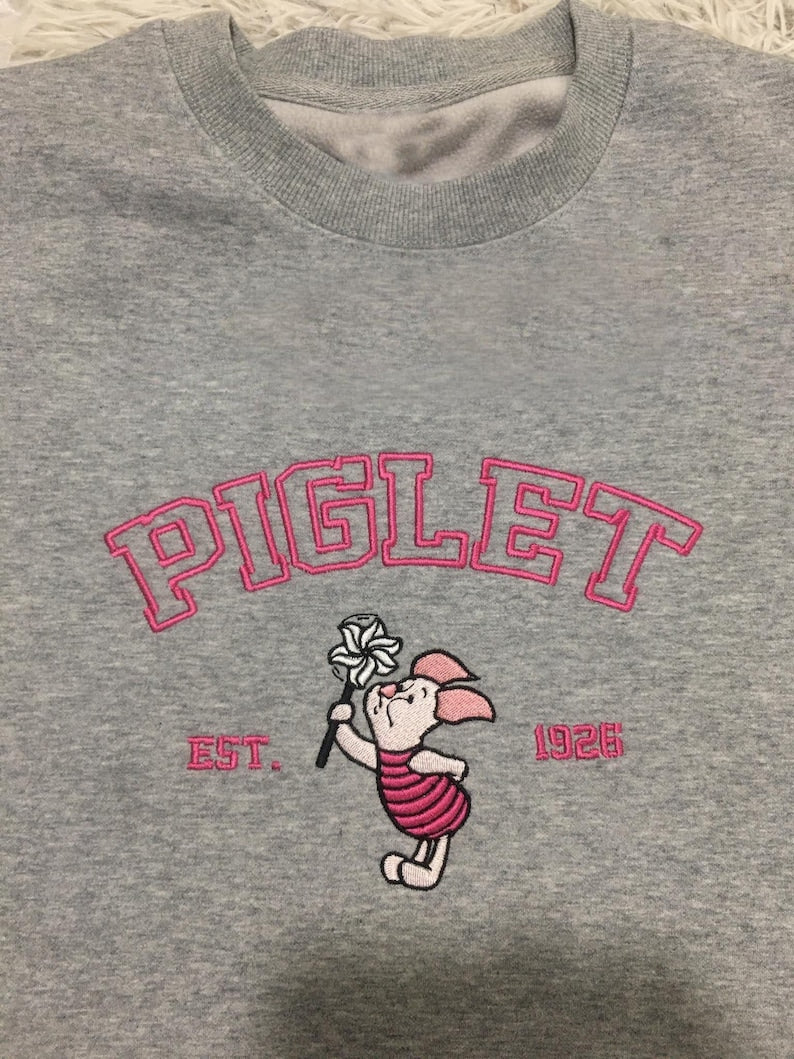 Embroidered Custom Sweatshirt, Anniversary Embroidered Sweatshirt Hoodie, Valentine's Gift, Embroidered Pooh/Piglet/Tigger/Eeyore Tshirt