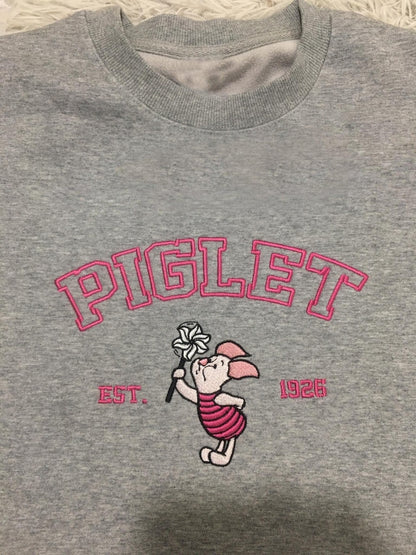 Embroidered Custom Sweatshirt, Anniversary Embroidered Sweatshirt Hoodie, Valentine's Gift, Embroidered Pooh/Piglet/Tigger/Eeyore Tshirt