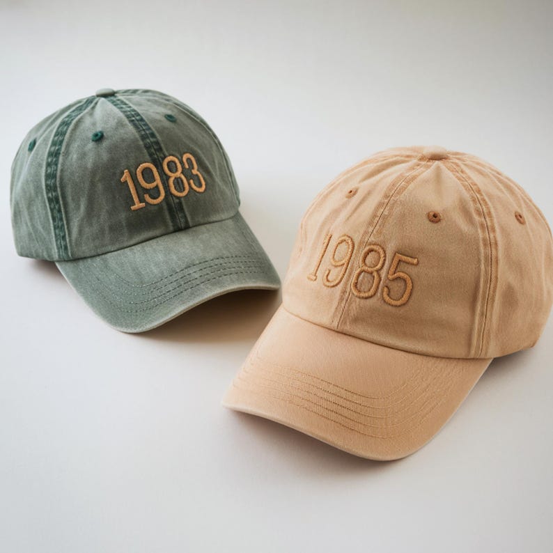 Custom Birth Year Cap, Embroidered Baseball Cap, Customized Birthday Gift, Personalized Gifts, Happy Birthday Six Panel Hat, Anniversary
