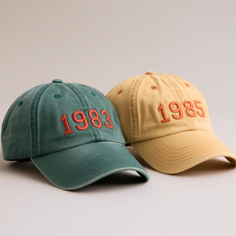 Custom Birth Year Cap, Embroidered Baseball Cap, Customized Birthday Gift, Personalized Gifts, Happy Birthday Six Panel Hat, Anniversary