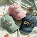 Custom Birth Year Cap, Embroidered Baseball Cap, Customized Birthday Gift, Personalized Gifts, Happy Birthday Six Panel Hat, Anniversary