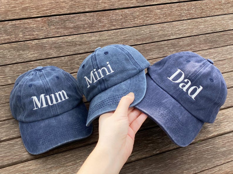 Custom Embroidered Family Matching Cap, Mum Dad Hats, Custom Dad Caps, Daddy Mini Hat, Big Bro Hat, Personalised Pregnancy Announcement Gift