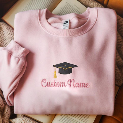 Custom Name Graduation Cap Embroidered Sweatshirt, Proud Of 2025 Graduation Hoodie, Custom Graduation Sweatshirt, Graduation Family Matching