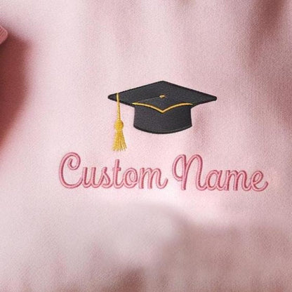 Custom Name Graduation Cap Embroidered Sweatshirt, Proud Of 2025 Graduation Hoodie, Custom Graduation Sweatshirt, Graduation Family Matching