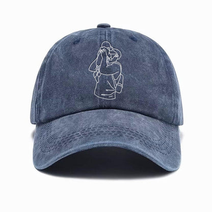 Custom Embroidered Portrait Dad Hat - Personalized Cotton Gift for Father s Day Birthday Christmas Men Women Handmade Unique Photo