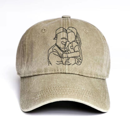 Custom Embroidered Portrait Dad Hat - Personalized Cotton Gift for Father s Day Birthday Christmas Men Women Handmade Unique Photo