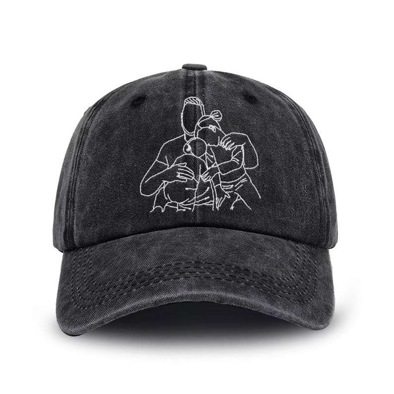 Custom Embroidered Portrait Dad Hat - Personalized Cotton Gift for Father s Day Birthday Christmas Men Women Handmade Unique Photo