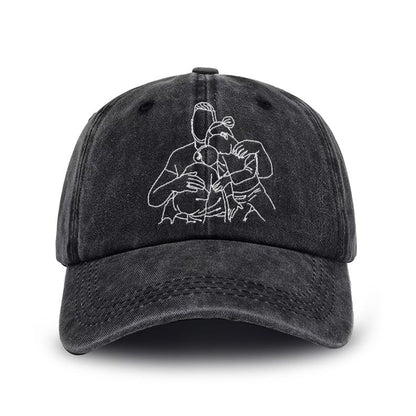 Custom Embroidered Portrait Dad Hat - Personalized Cotton Gift for Father s Day Birthday Christmas Men Women Handmade Unique Photo