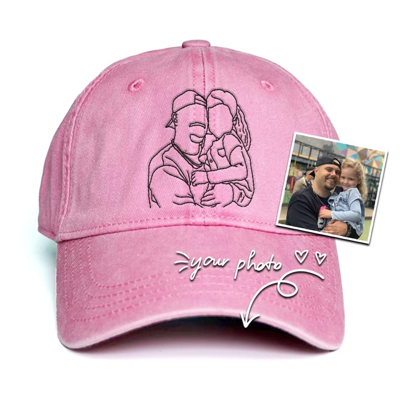 Custom Embroidered Portrait Dad Hat - Personalized Cotton Gift for Father s Day Birthday Christmas Men Women Handmade Unique Photo