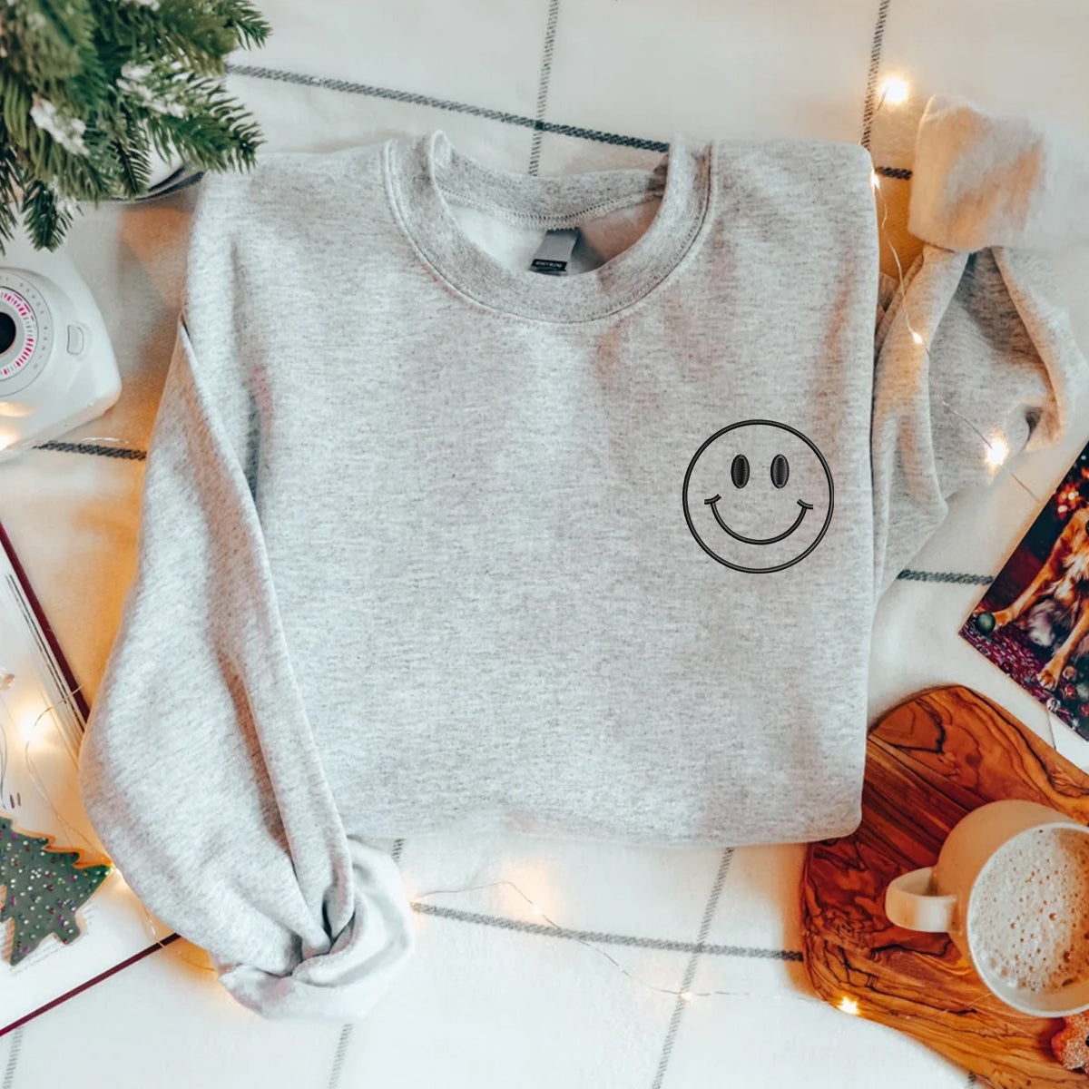 Embroidered Happy Face Comfort Colors Shirt, Custom Happy Face Shirt, Smile Shirt, Retro Happy T-Shirt, Embroidered Shirt, Custom Shirt