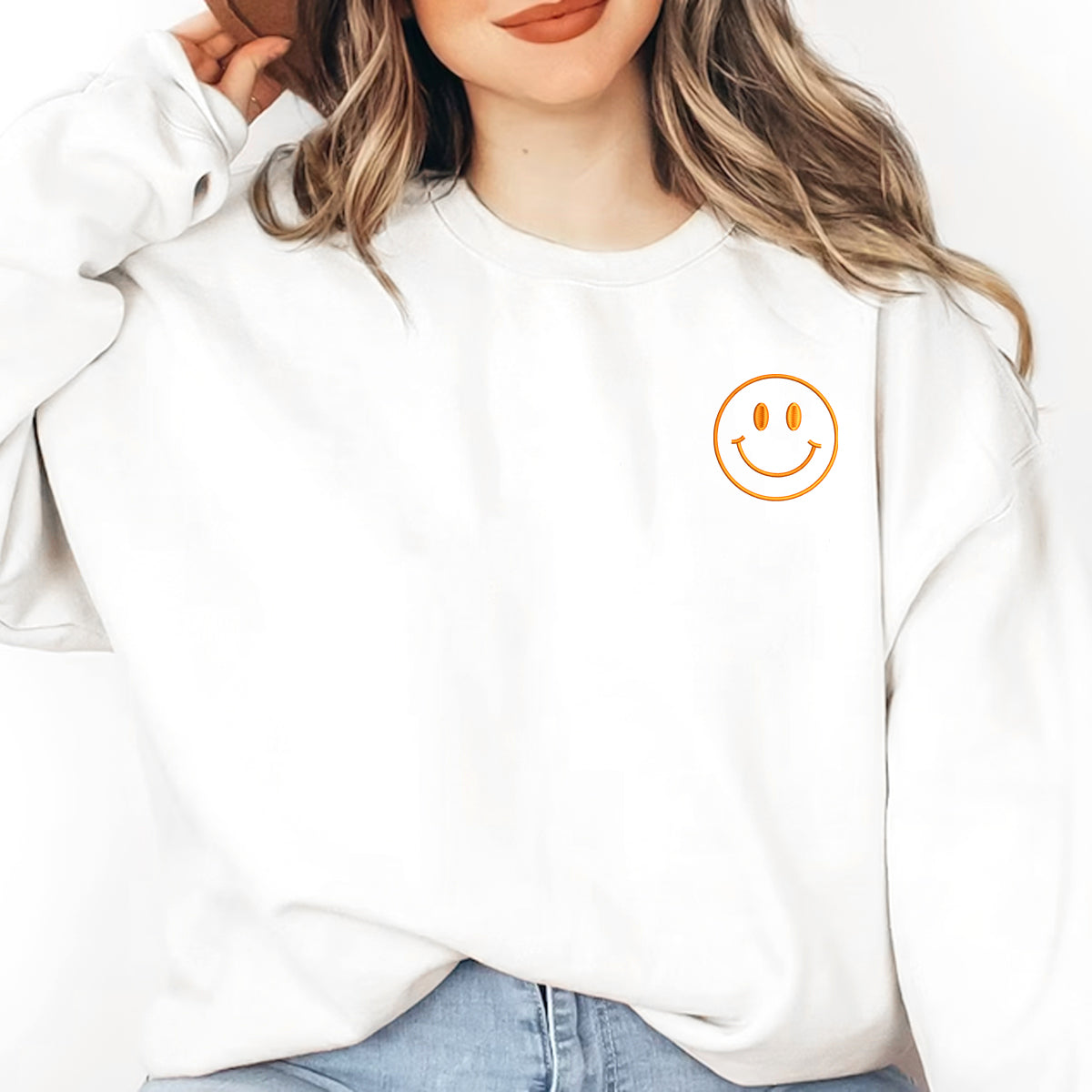 Embroidered Happy Face Comfort Colors Shirt, Custom Happy Face Shirt, Smile Shirt, Retro Happy T-Shirt, Embroidered Shirt, Custom Shirt