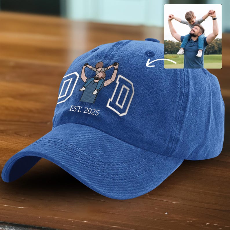 Custom Photo Embroidered Dad Hat, Embroidered Portrait Dad And Child Cap, Personalized Gift for Father s Day, Unique Photo Birthday Hat il_794xN.6837861954_gxj5.jpg