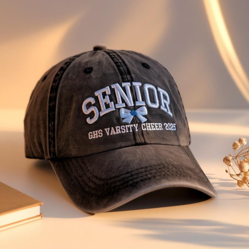 Embroidered Custom Senior Graduation Gift for Her Senior 2025 Grad Gift Washed Hat Personalized Cap Gift for Graduate Class of 2025 Cap Hat