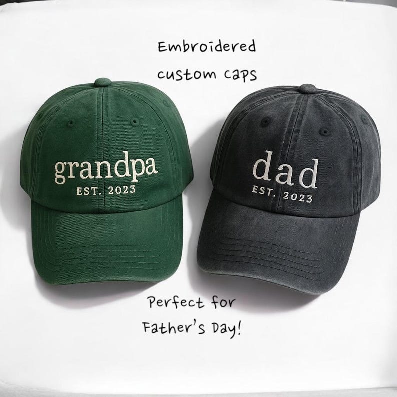 Custom Embroidered Cap personalised, Grandpa Cap With Date, Dad Hat, Vintage Baseball, Daddy Est Year Shirt, Gift For New Dad, Fathers day