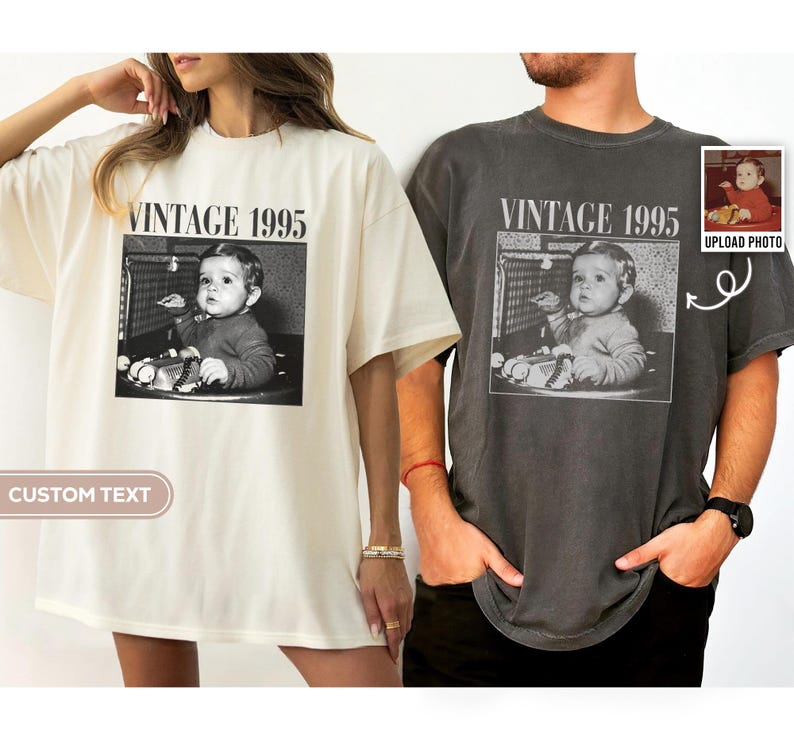 Personalised 30th Birthday Shirt, Custom Photo Birthday Comfort Colors Shirt, 30th Birthday Gift, 40th Birthday Gift, Vintage 1995 Shirt