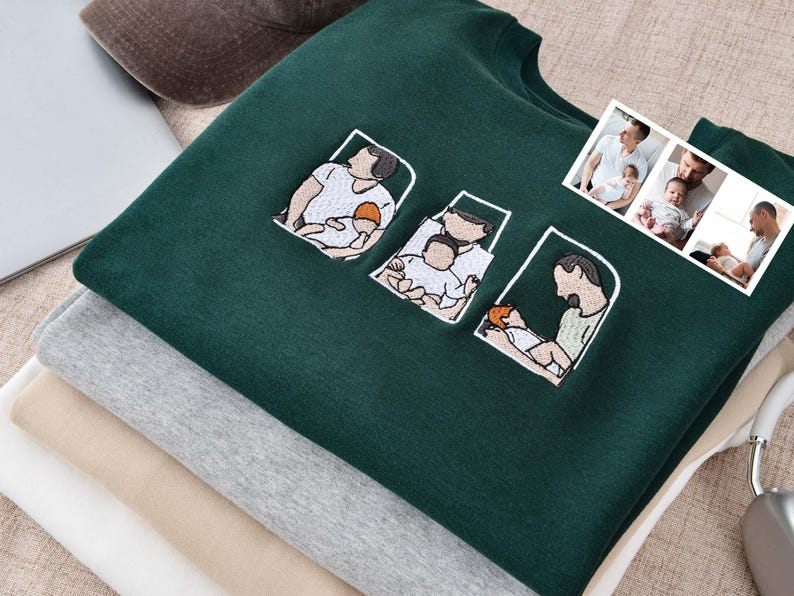 Custom Portrait Sweatshirt,Embroidered Dad Hoodie with Kid Portrait,Father Portrait Hoodie from Your Photo,Father's Day Gift,PAPA Hoodies il_794xN.6851782750_s3h7.jpg